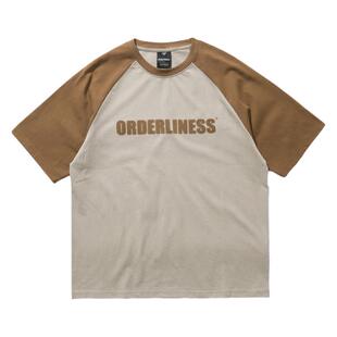 Ang2 Stu 复古百搭学院风日系男式纯棉字母印花圆领插肩袖短袖T恤