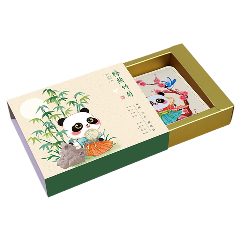 熊猫元素伴手礼丝绸杯垫礼品定制