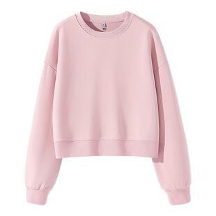 班尼路S&K粉色卫衣外套女小个子2026春秋新款无帽宽松短款上衣H