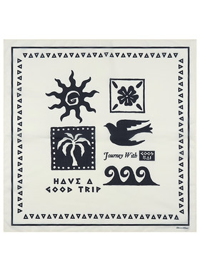 GOODBAI 男女同款HAVE A GOOD TRIP 海岛图案印花方形大丝巾