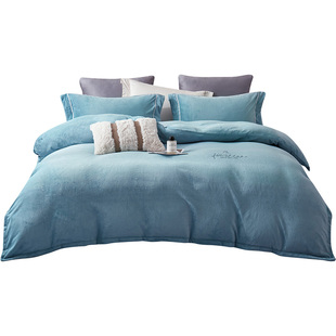 富丽真金牛奶绒四件套撸猫感法兰绒珊瑚绒冬季保暖加绒床单被套