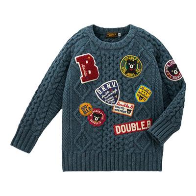 MIKIHOUSE毛衣针织衫女童毛衣男童羊毛100%手编风格松软针织毛衣