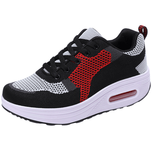 睿登摇摇鞋女网面透气运动鞋休闲旅游鞋子厚底妈妈鞋2026春季新款