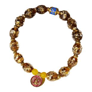 牛首山文创香灰金银箔手工锤纹琉璃生肖手链国潮手串送女友送闺蜜