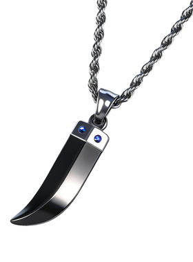 简约男士黑色不锈钢刀锋狼牙项链