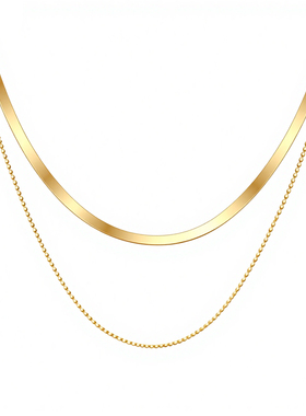 《落影》双层蛇骨链纯银镀金项链