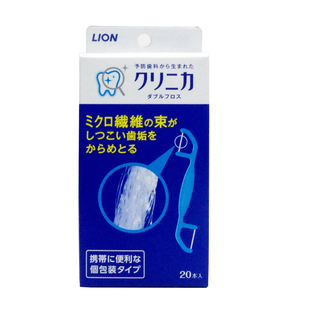 日本进口LION狮王CLINICA超细深层去除齿垢剔牙线牙线棒双头*20支