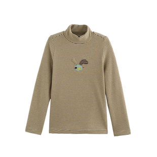 砚台家童装男童A类打底衫内搭2025秋冬款衣服儿童德绒双面条纹T恤