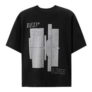 REDRINSE「FLAGS」春夏黑色水洗复古休闲短袖boxy短宽T恤男tee