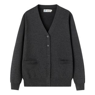 学院风jk毛衣灰色针织开衫外套女初春款外搭百褶裙套装东京岁时记