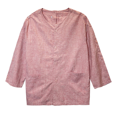 艾灸服长款前后开扣腿侧肩袖开扣