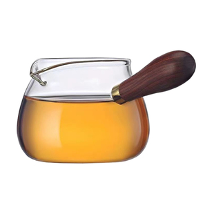 荷花玻璃公道杯耐高温公道杯茶漏组合侧把一体高档加厚公道杯