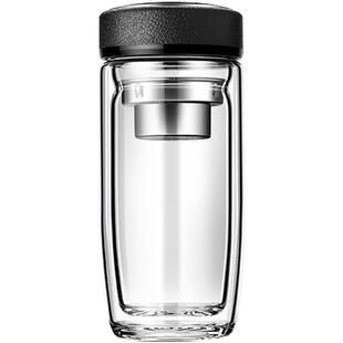 玻璃杯双层便携杯子男鹅蛋泡茶杯茶水分离加厚大容量车载水杯防烫