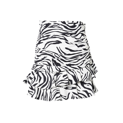 艾诺丝雅诗斑马纹荷叶边半身裙