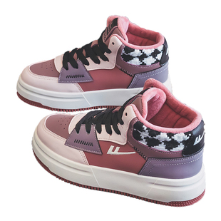 回力运动鞋女鞋2025冬季新款小众潮加绒加厚高帮厚底保暖板鞋女款