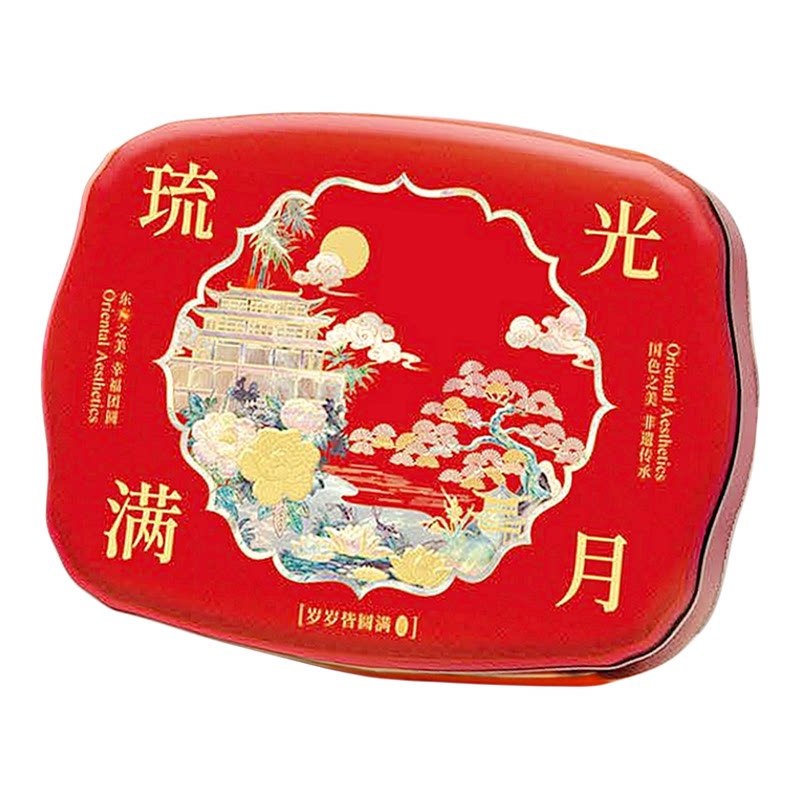 高档国潮炫彩满月月饼铁盒4粒装
