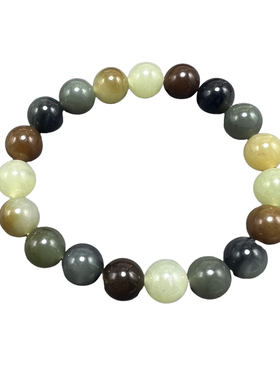 新疆和田玉楼兰三色圆珠多宝手链