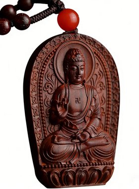 印度小叶紫檀本命佛千手观音吊坠