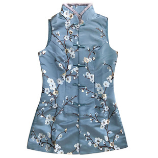 唐装女士秋冬装新款旗袍上衣马夹背心马甲中国风吉祥中式绣花显瘦