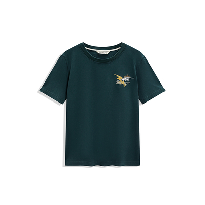 EXCEPTION例外女装春夏绣花纯棉短袖时尚简约百搭休闲通勤T恤上衣