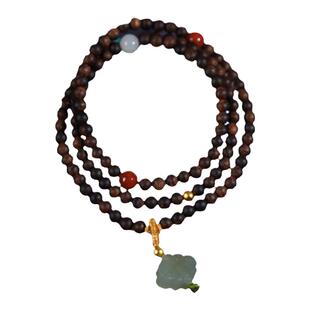 芽庄紫奇楠沉香手串女款天然棋楠小珠子和田玉多圈多宝手链女礼物