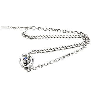 何浩楠同款GUUKA潮牌个性镶钻项链女 情侣可转动眼球钛钢古巴链男