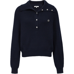 ONLY2026春季新款知性大翻领插肩版型密织面料纯色长袖针织衫女