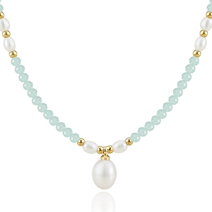 AJIDOU阿吉豆项链女天然淡水珍珠项链猫眼石高级感颈链轻奢锁骨链