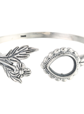 diy花卉复古镶嵌绿松石琥珀手环