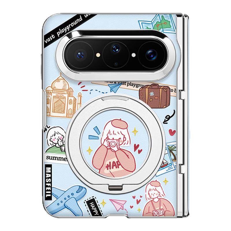 MASFEIL× 夏日旅行记适用华为PuraXMax手机壳磁吸带支架小折叠PURA典藏版全包中轴保护套防摔可爱x2新款超薄