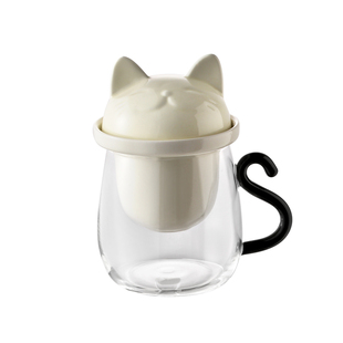 金卡佰玻璃杯带把手透明泡茶杯家用女生耐高温茶水分离杯办公室