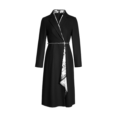 羊毛拉蒂寇资同款商务高级中长裙女2025秋冬季新款气质独特连衣裙