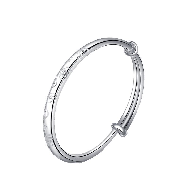 玫妃磨砂竹节开口实心纯银手镯足银9999百搭轻奢送女友闺蜜礼物