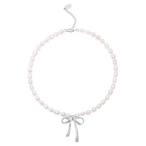 ComelicoAtelier蝴蝶结天然淡水米珠珍珠项链女吊坠颈链轻奢小众