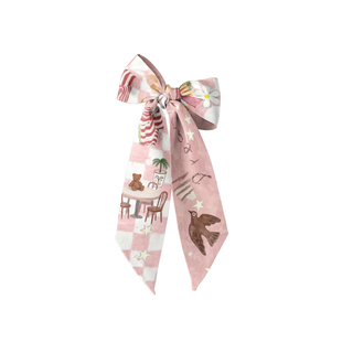 印你所想原创韶华粉梦长飘带丝巾系脖高级感绑发颈饰绑包腰带定制