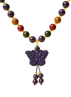 宫里上新蝴蝶项链女中药非遗合香珠吊坠毛衣链长款生日礼物送妈妈