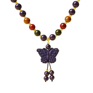 宫里上新蝴蝶项链女中药非遗合香珠吊坠毛衣链长款生日礼物送妈妈