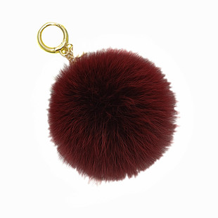 进口狐狸毛毛球包包挂件ins新款皮草挂饰可爱百搭毛绒球车钥匙扣