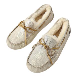 auggh豆豆鞋女羊皮毛一体保暖毛毛鞋加绒厚大码雪地靴女鞋АUGGН