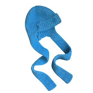 高圆圆同款蓝色高品质针织帽女秋冬季2026新款防寒保暖百搭包头帽