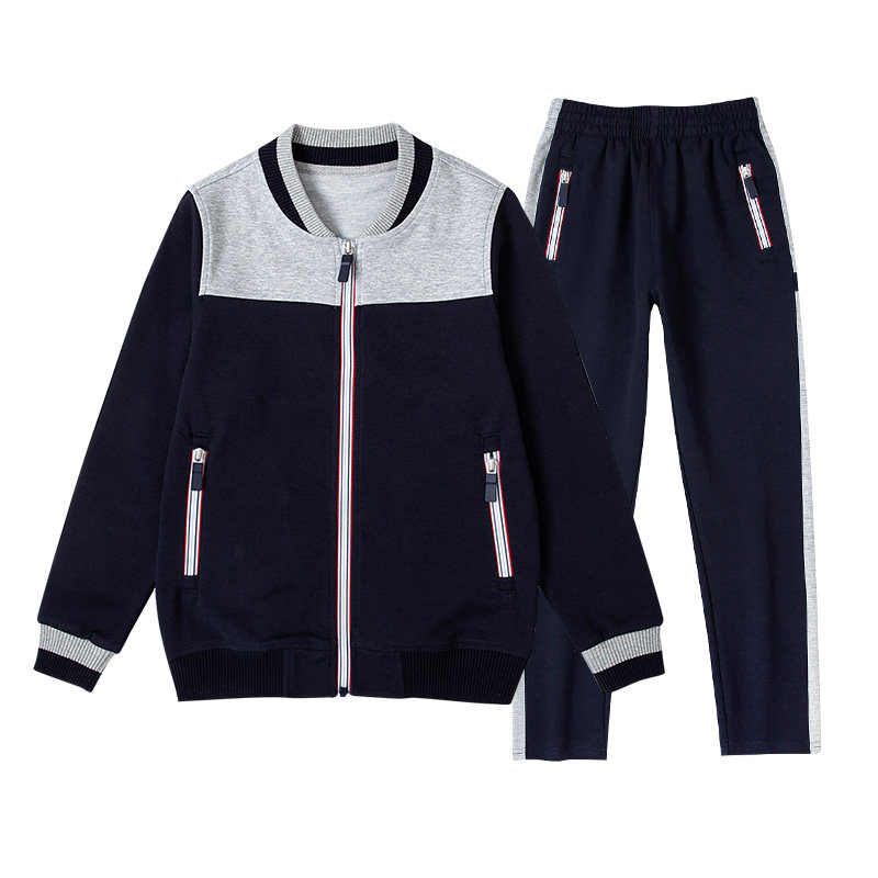 伊顿校服中小学生学校英伦春秋运动服藏青灰色撞色棒球服校服套装