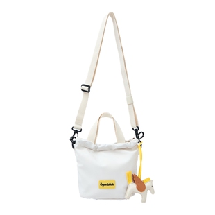 北欧时刻小马挂件撞色抽绳水桶包女大容量手提包学生斜挎单肩包包