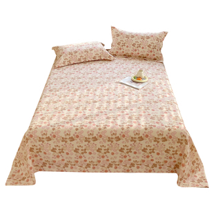 红豆夏季老粗布床单单件非纯棉全棉宿舍亚麻凉席枕套被单人三件套