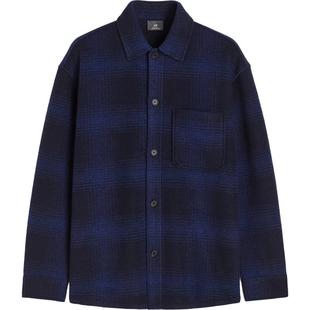 HM男装衬衫美式复古外套冬季休闲衬衣男生格子长袖上衣0934398