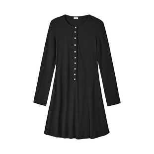 SOTHEA J典博主款 2025年初春法式亨利领罗纹长袖针织T恤连衣裙女