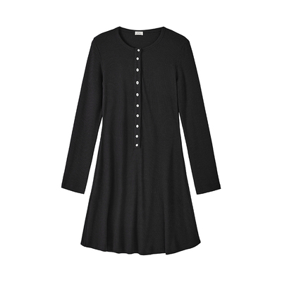 SOTHEA J典博主款 2025年初春法式亨利领罗纹长袖针织T恤连衣裙女