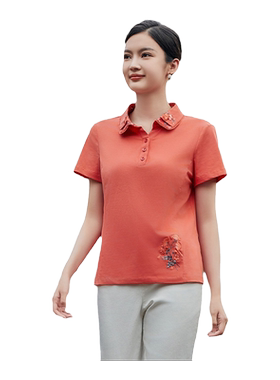 葵牌2026春夏季新品中老年妈妈装POLO翻领气质绣花针织衫女上衣