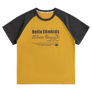 小象汉姆童装男童短袖T恤拼接儿童夏天半袖2026夏装新款凉感上衣