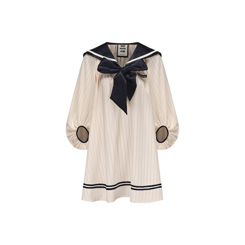 【超级单品】WEancheAM/未未姆  SS25春夏新品海军领飘带连衣裙