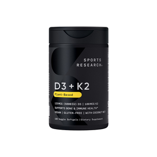 【禧物社】SportsResearch 5000IU维生素D3K2骨骼健康MK7中老年人